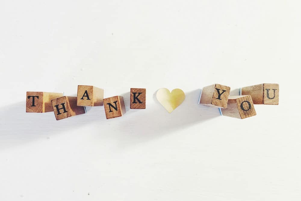 Blocks spelling out 'Thank You'